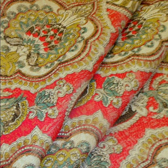 Tabitha Teal Tomatoe Bohemian Old World Damask Fabric - Picture 2 of 10